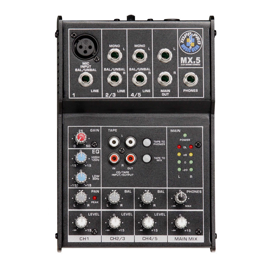 Topp Pro MX5 5-Input Analog Stereo Mixer - Music Machine NZ