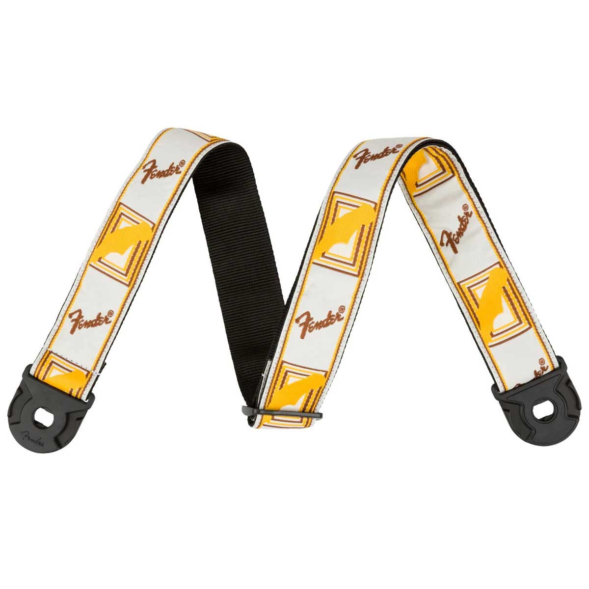Fender Quick Grip Locking End Guitar Strap White Yellow and Brown ...